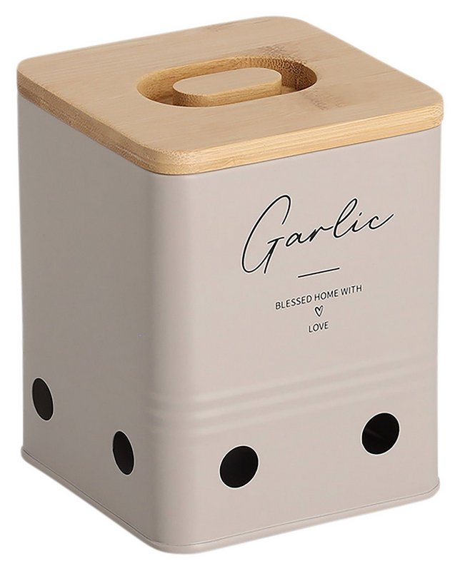 ZELLER Vorratsdose Garlic mit Bambusdeckel greige 1300ml 