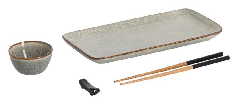ZELLER Sushi Set Steingut Bambus 
