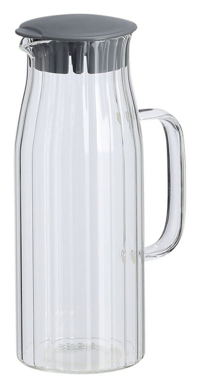 ZELLER Glaskaraffe mit Kunststoffdeckel grau 