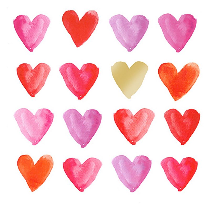 PPD Servietten Aquarell Hearts 