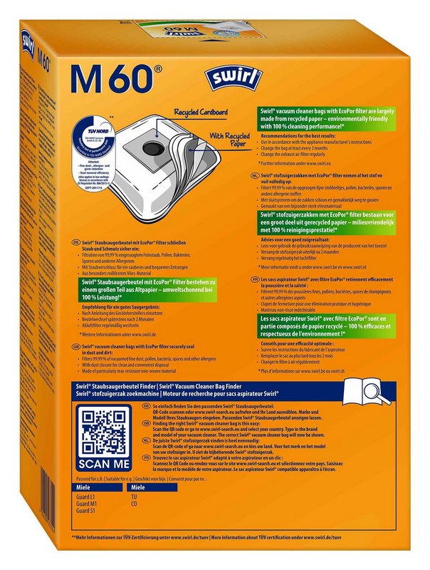 SWIRL Staubsäcke M60 