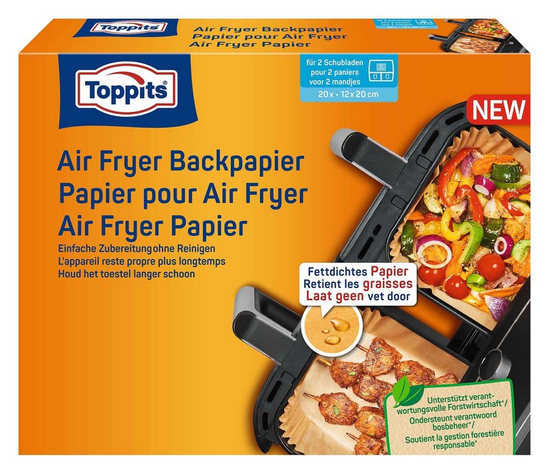 TOPPITS Backpapier für Heissluftfritteusen rechteckig 