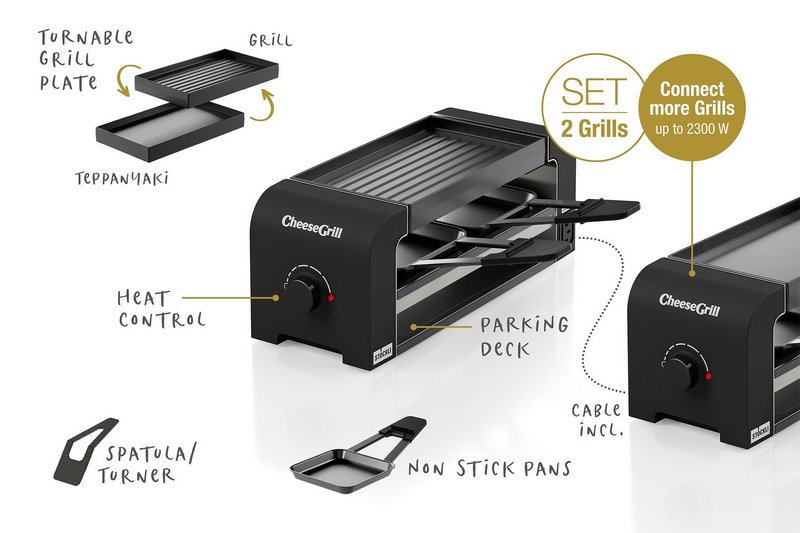 STÖCKLI Raclettegrill CheeseGrill 2 Connect Set black 