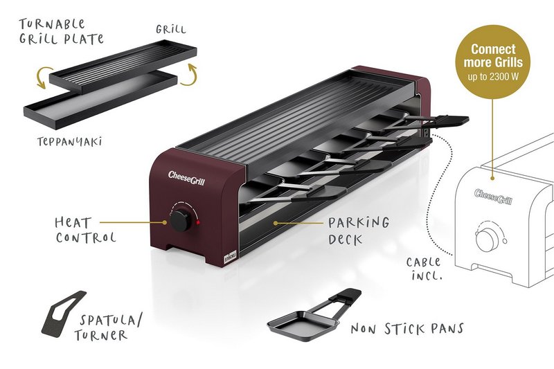 STÖCKLI Raclettegrill CheeseGrill 4 Connect merlot red 
