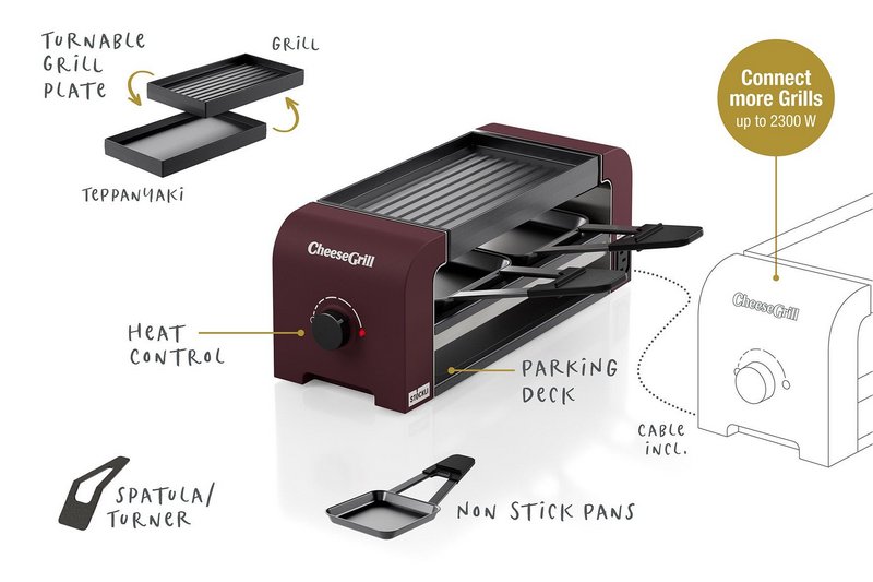 STÖCKLI Raclettegrill CheeseGrill 2 Connect merlot red 