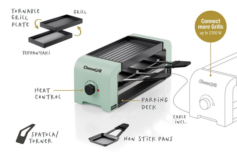STÖCKLI Raclettegrill CheeseGrill 2 Connect mint green 