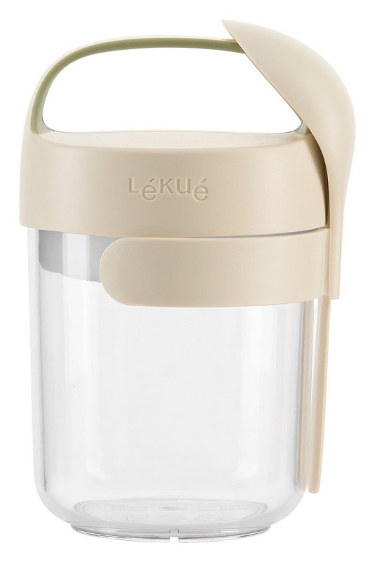 LEKUE Joghurtbecher To Go mit Löffel 0.4 l beige 
