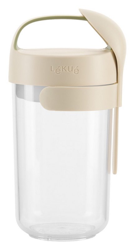 LEKUE Joghurtbecher To Go mit Löffel 0.6 l beige 