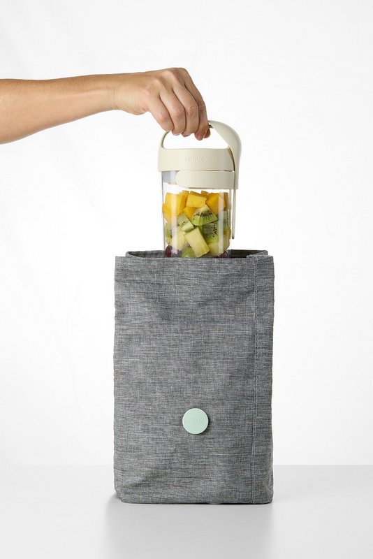 LEKUE Joghurtbecher To Go mit Löffel 0.6 l beige 
