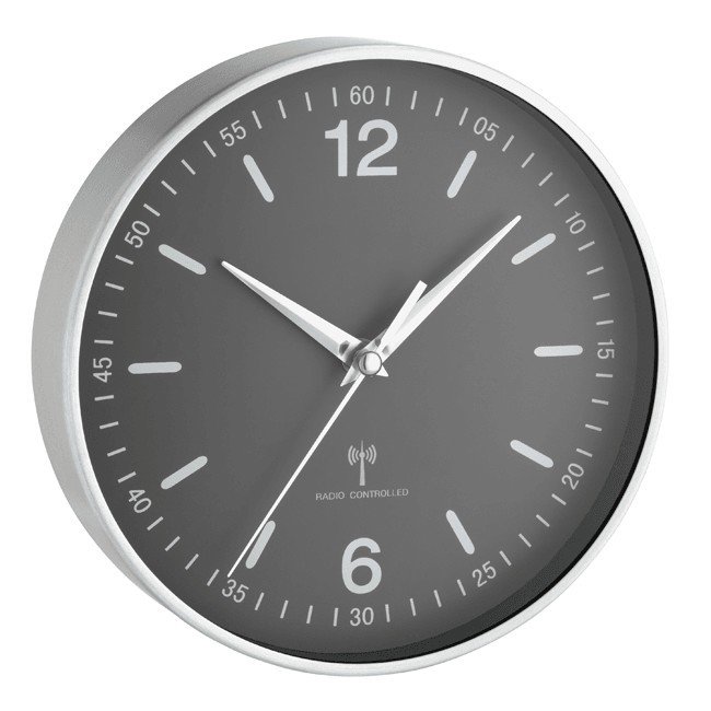 TFA Wanduhr Alu schwarz 