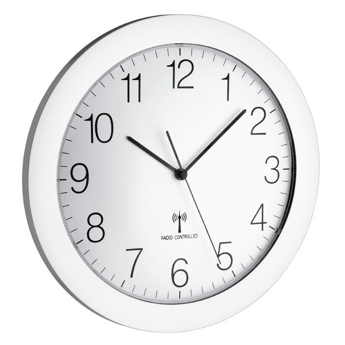 TFA Funk Wanduhr Silber 
