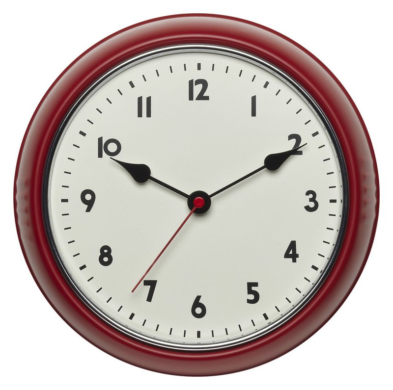 TFA Funk Wanduhr Retro Look rot 