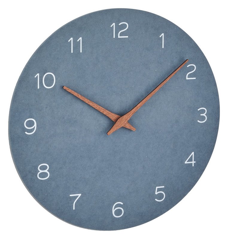 TFA Wanduhr mit Holzzeiger taubenblau 