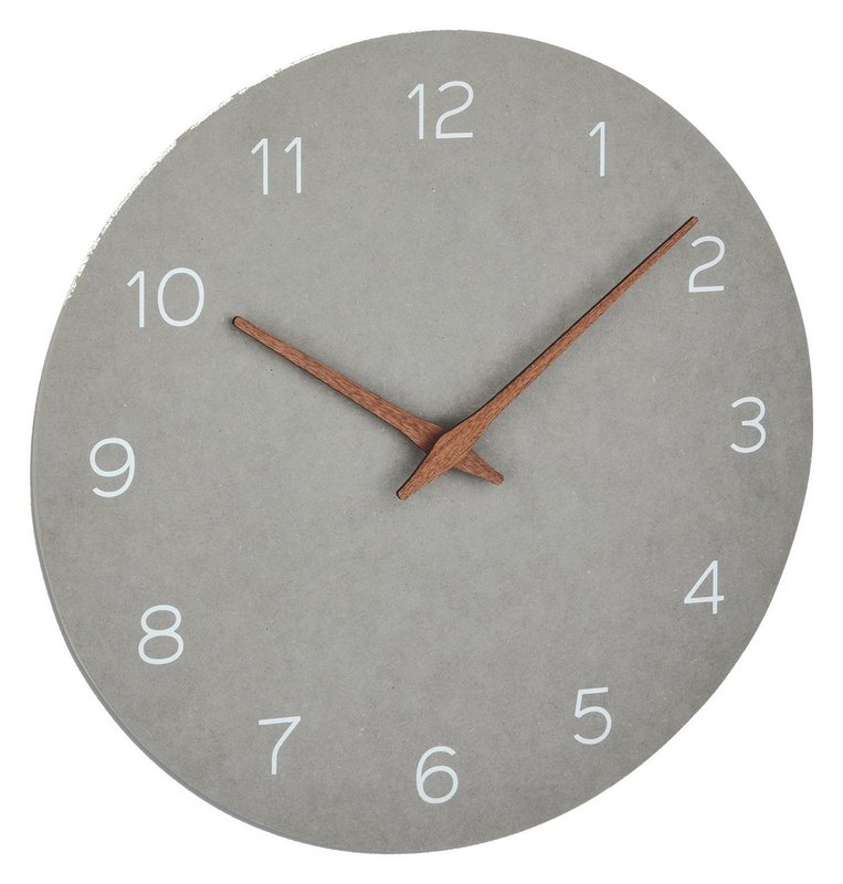 TFA Wanduhr mit Holzzeiger betongrau 
