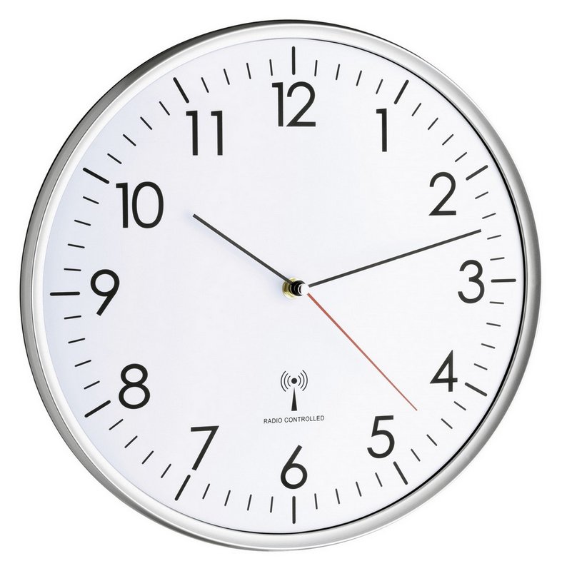 TFA Funk Wanduhr weiss 