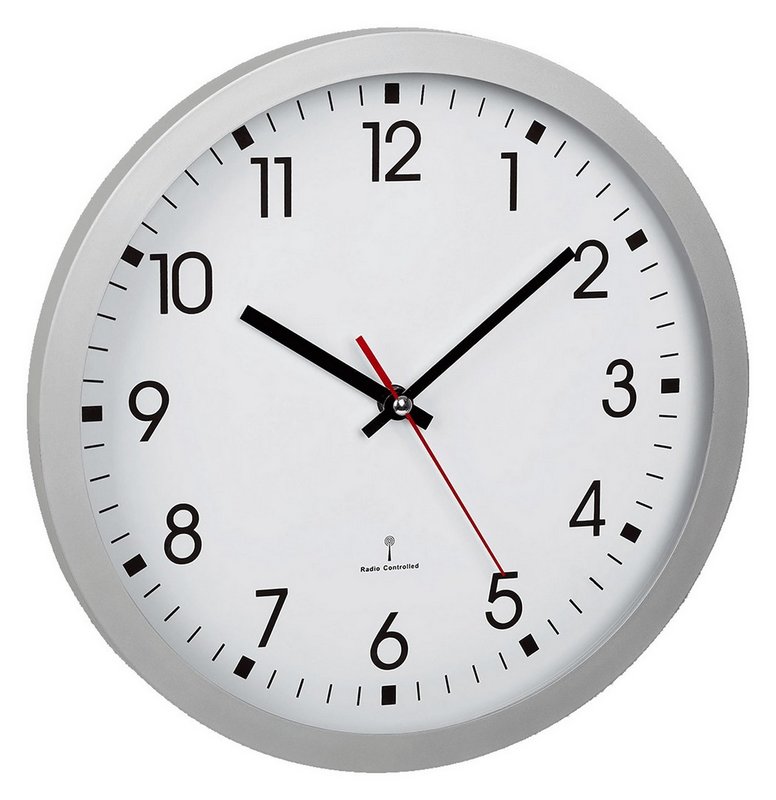 TFA Funk Wanduhr silber 