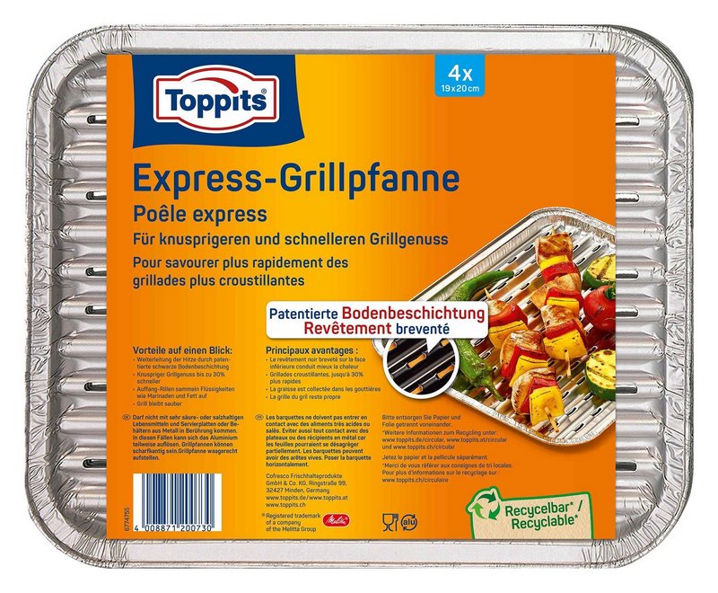 TOPPITS Grillpfanne Express Alu 4 Stück 