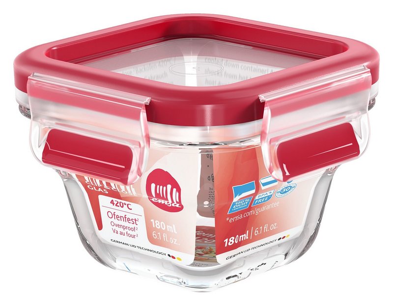 EMSA Dose Glas Clip&Close quadratisch 0.18l 