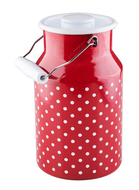 RIESS Milchkanne mit Deckel Pünktchen rot 2.0 l 