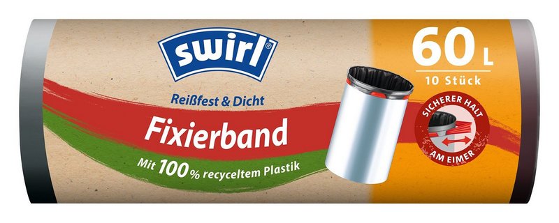 SWIRL Abfallsäcke Elastik mit Zugband 60 l 
