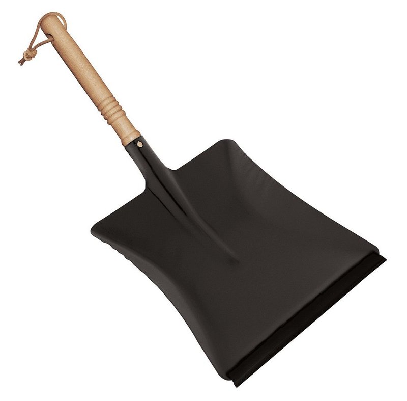 REDECKER Kehrschaufel Metall schwarz mit Holzgriff 