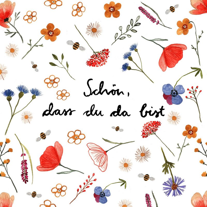 PPD Servietten Schön, dass Du da bist Flowers 