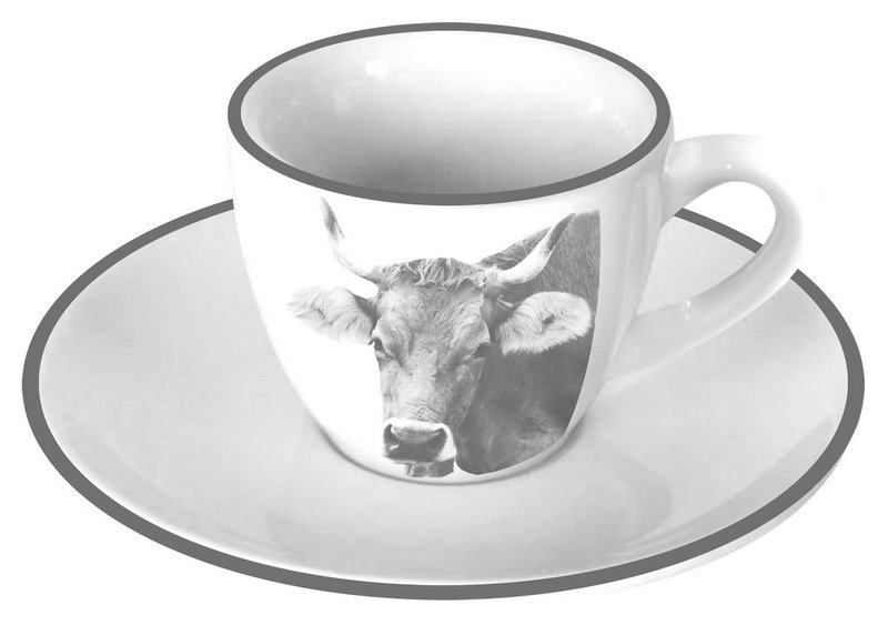STEINLIN Espressotasse mit Untertasse Kuh 