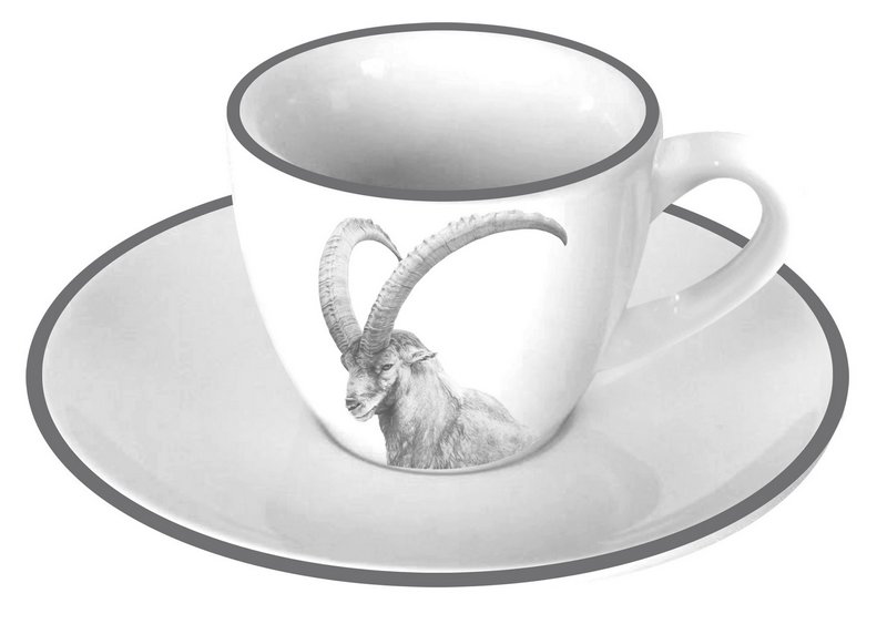 STEINLIN Espressotasse mit Untertasse Steinbock 