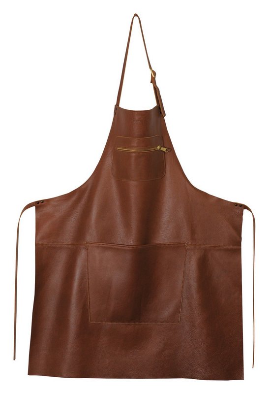DUTCHDELUXES Schürze Zipper Leder brown 