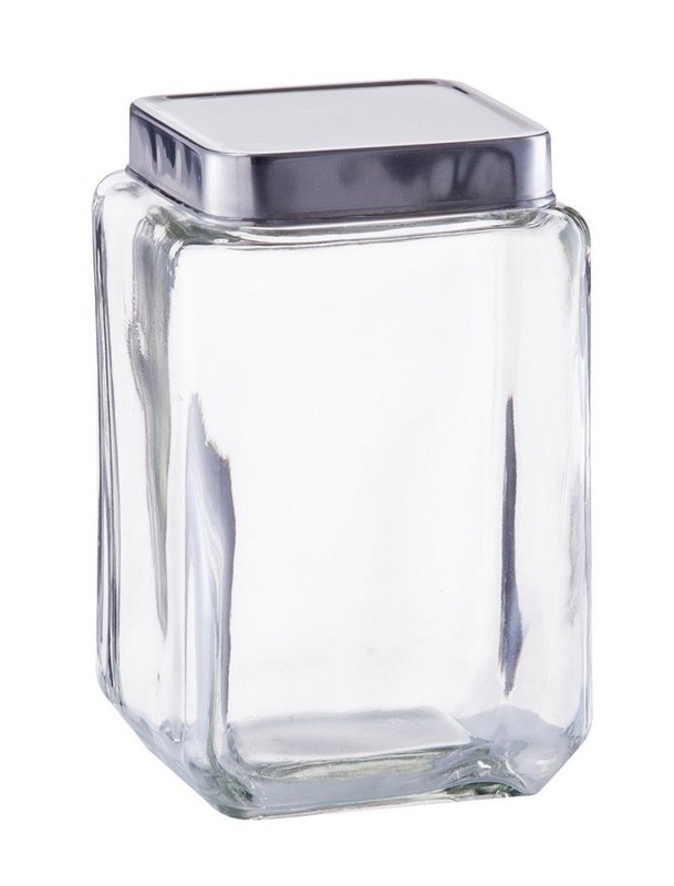 ZELLER Vorratsglas eckig mit Deckel Inox 1500 ml 