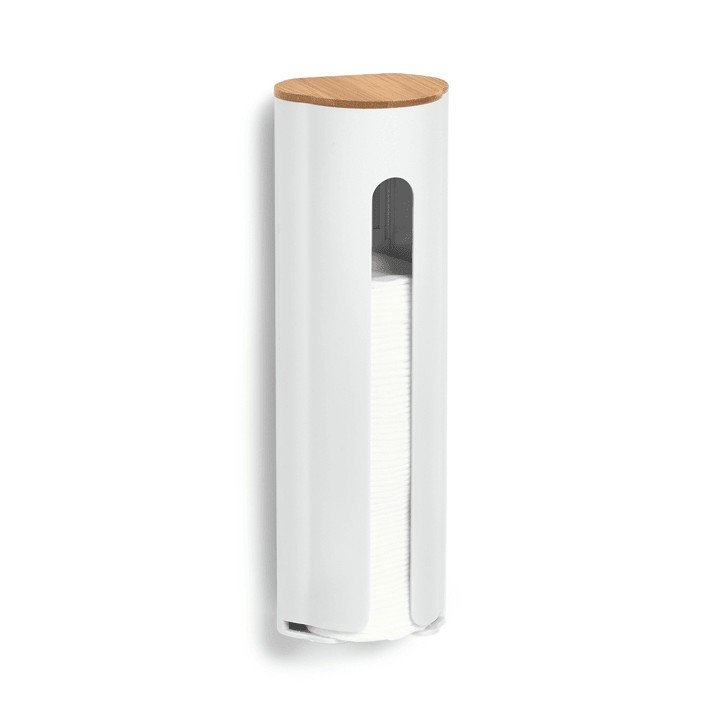 ZELLER Wattepadspender Bamboo weiss 8x6.5x25 cm 