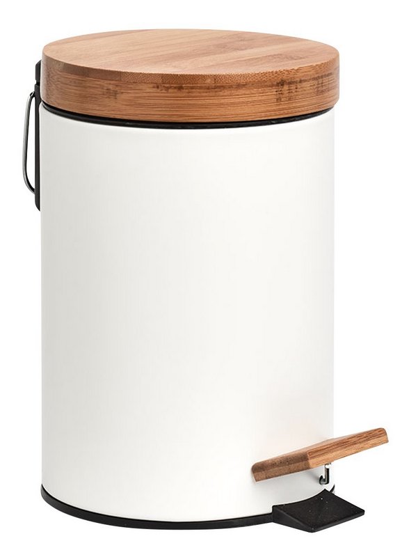 ZELLER Treteimer Bamboo Metall weiss 3 l 