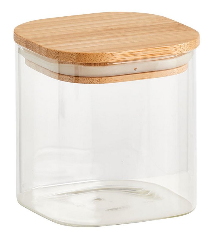 ZELLER Vorratsglas mit Bambusdeckel eckig 0.64 l 