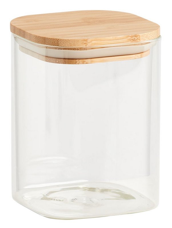 ZELLER Vorratsglas mit Bambusdeckel eckig 0.9 l 