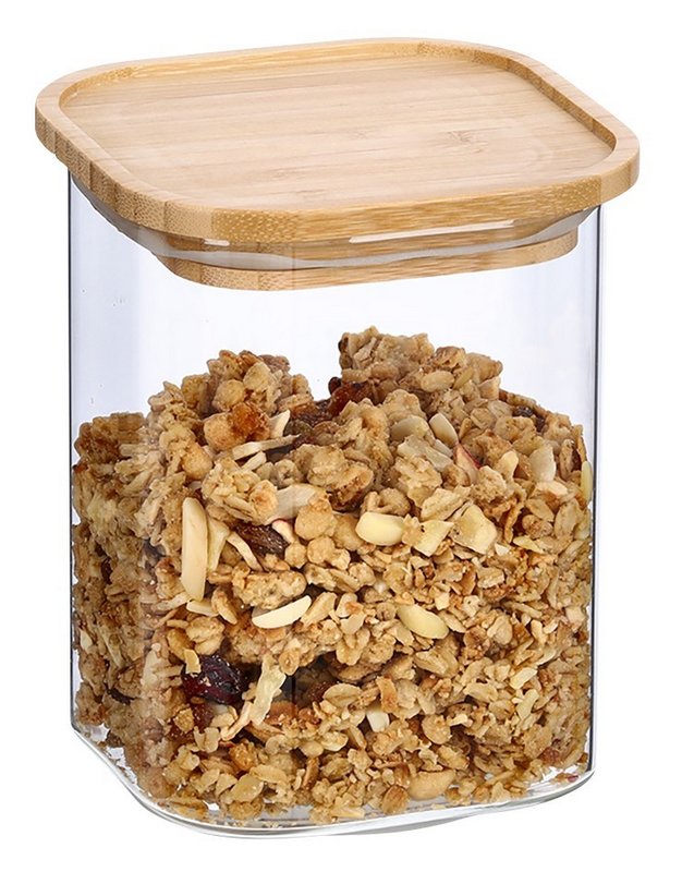 ZELLER Vorratsglas mit Bambusdeckel 900 ml eckig 