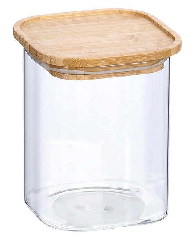 ZELLER Vorratsglas mit Bambusdeckel 900 ml eckig 
