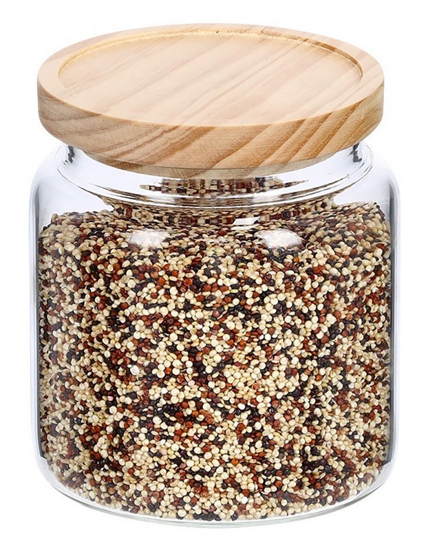 ZELLER Vorratsglas mit Holzdeckel 830 ml rund 