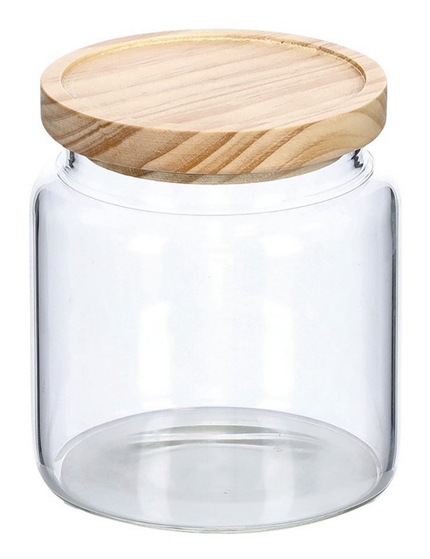 ZELLER Vorratsglas mit Holzdeckel 830 ml rund 