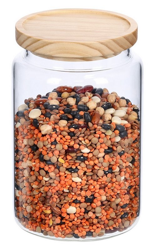 ZELLER Vorratsglas mit Holzdeckel 1330 ml rund 