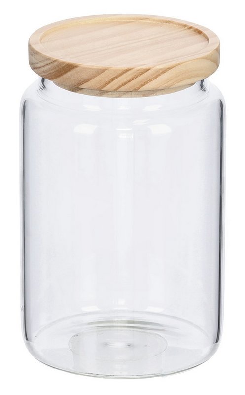 ZELLER Vorratsglas mit Holzdeckel 1330 ml rund 