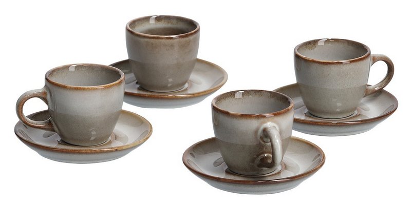 ZELLER Espressotassen Set Keramik beige 8-teilig 