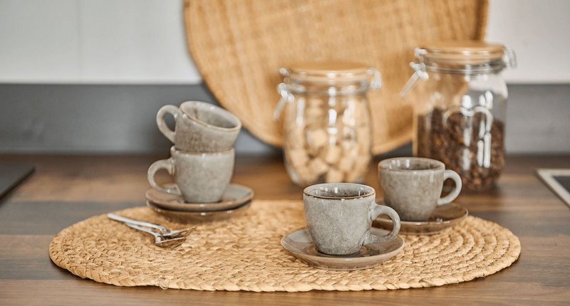 ZELLER Espressotassen Set Keramik beige 8-teilig 