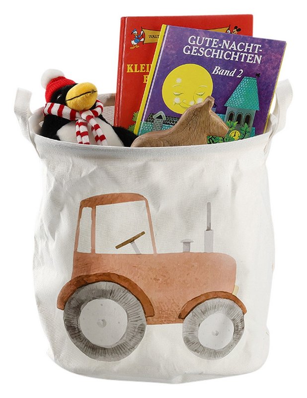 ZELLER Aufbewahrungskorb Traktor Canvas weiss 