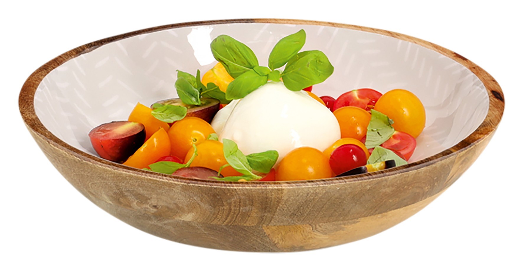 Zeller Schale Aus Mangoholz | Beige FSC 100 Zertifiziert | Handbemalte Rustikale Deko